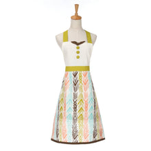 Load image into Gallery viewer, Feather Ikat Apron 100% cotton decorative buttons and bow apron 
