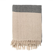 Load image into Gallery viewer, Knit Throw with Fringe in Grey and Cream
