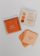 Load image into Gallery viewer, Packaging of &#39;Positivity Shower Affirmations&#39; cards on a light gray background
