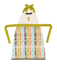 Load image into Gallery viewer, Feather Ikat Apron 100% cotton decorative buttons and bow apron 
