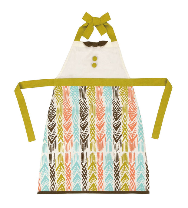 Feather Ikat Apron 100% cotton decorative buttons and bow apron 