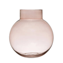 Load image into Gallery viewer, round rose colored glass vase

