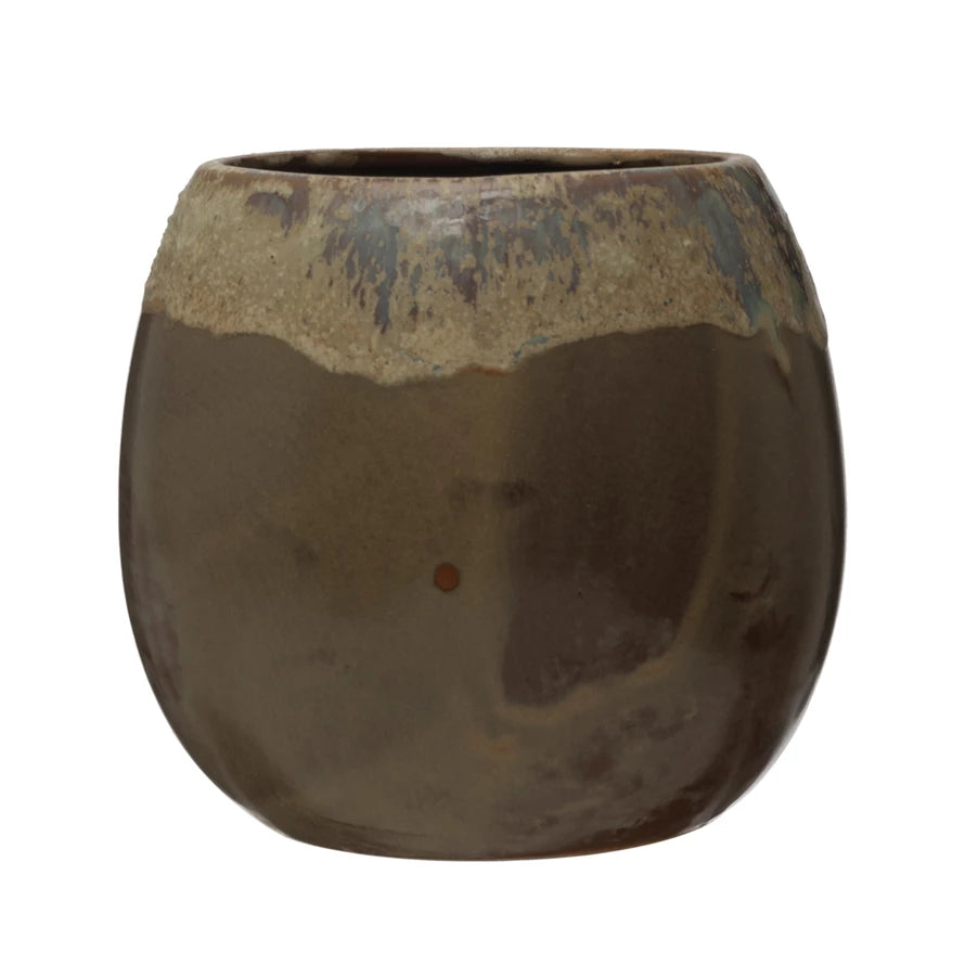 Reactive Glaze Planter in Brown