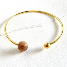 Load image into Gallery viewer, Wood brass bangle cuff bracelet
