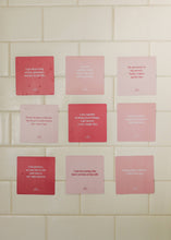 Load image into Gallery viewer, Pink affirmation cards on a tiled wall
