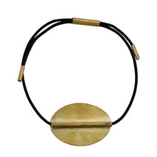 Load image into Gallery viewer, Black leather cord bracelet with a wooden pendant and black cord on a white background
