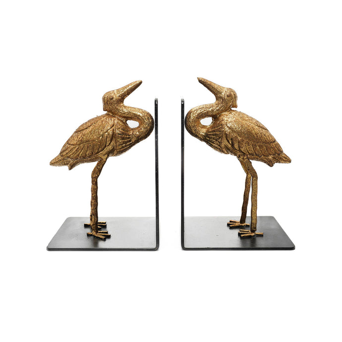 Gold iron crane book ends 