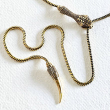 Load image into Gallery viewer, Solid brass serpant lariat necklace
