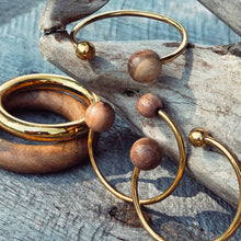 Load image into Gallery viewer, Wood brass bangle cuff bracelet
