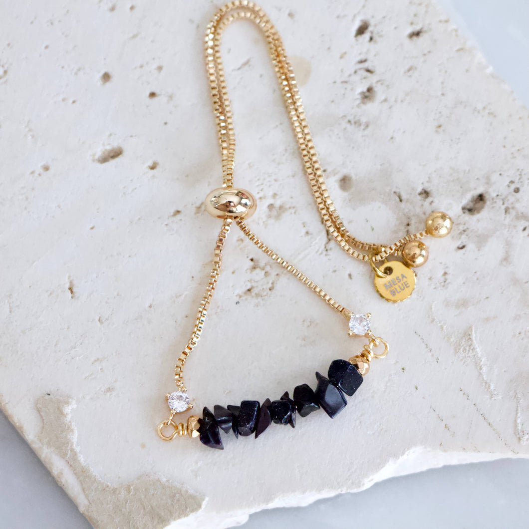 Mesa Blue Blue Sunstone Chip Adjustable Bracelet 