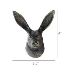 Load image into Gallery viewer, Decorative rabbit head coat hook with measurement details on a white background
