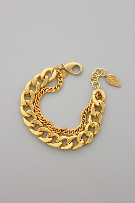 18k gold plated double strand brass bracelet 