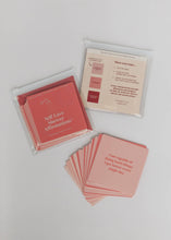Load image into Gallery viewer, Set of self love affirmations cards on a light gray background
