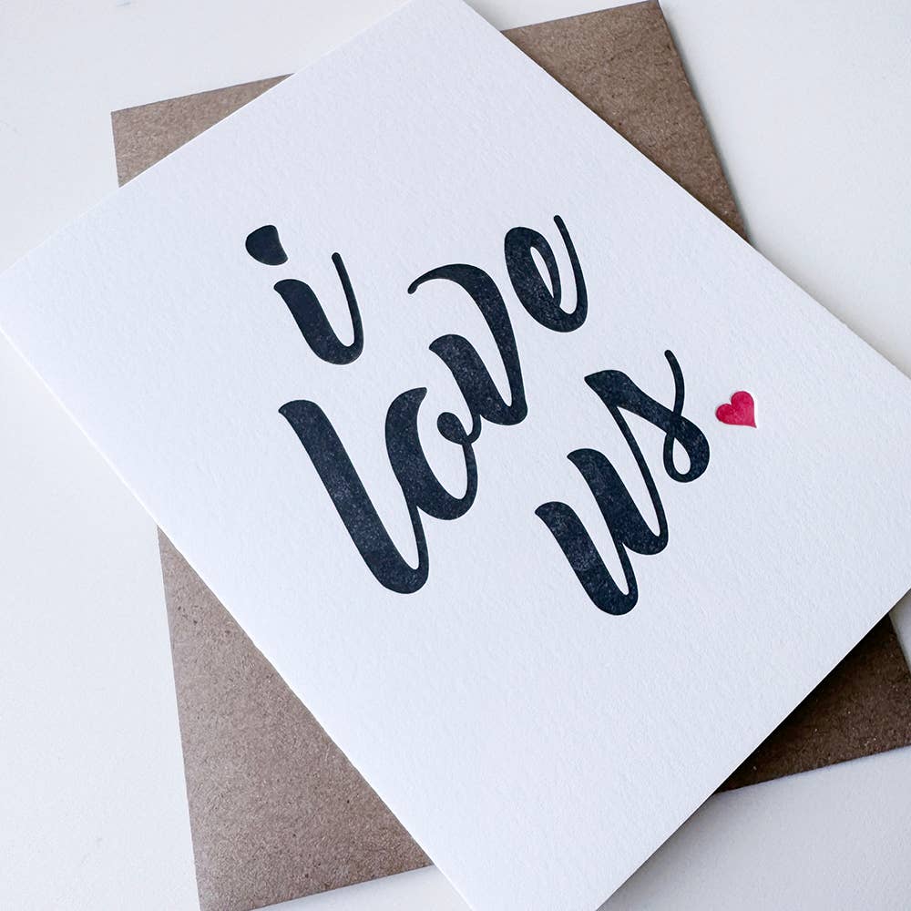 I love us letter press greeting card 