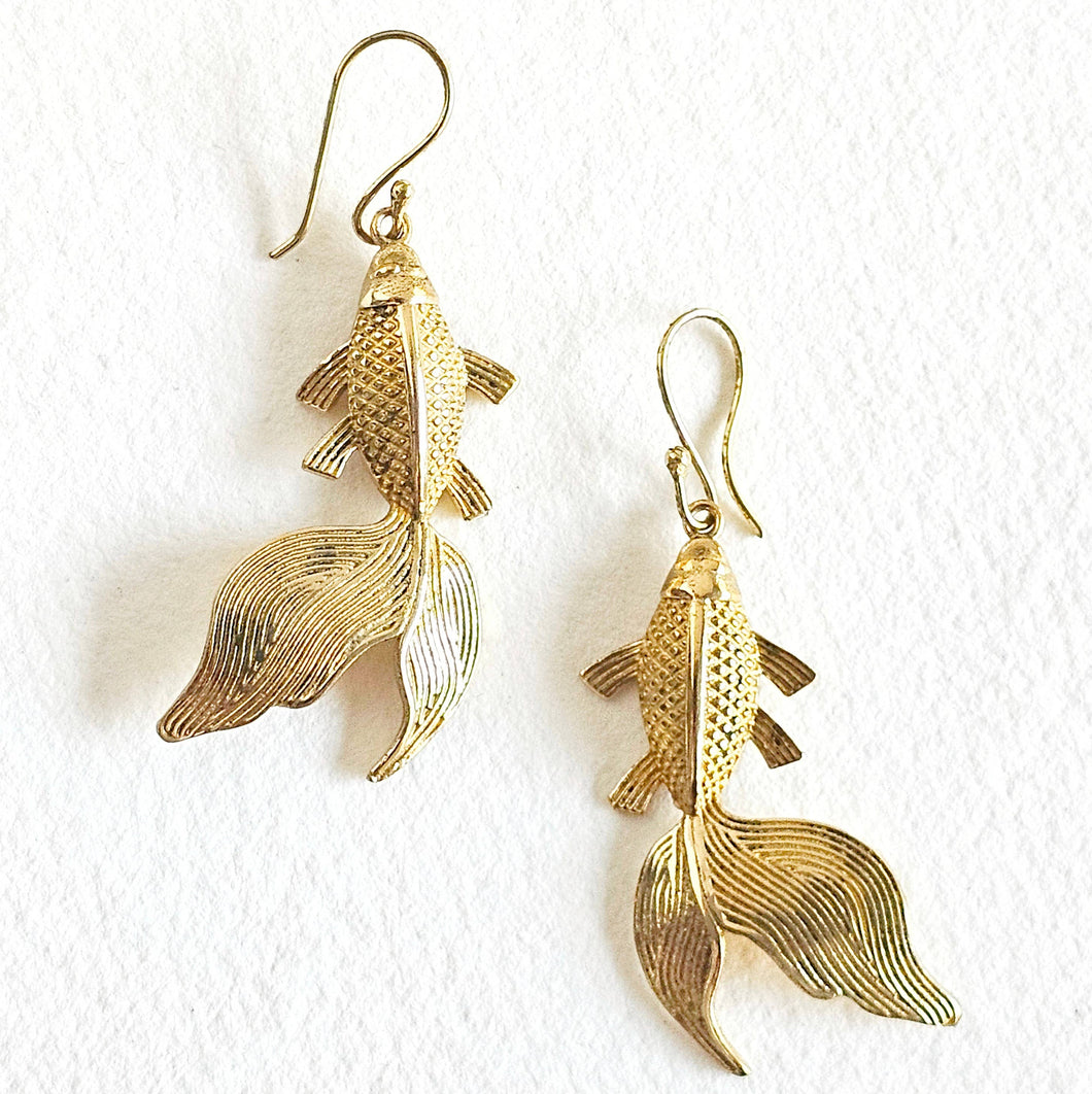 Brass Koi Fish Handmade Earrings