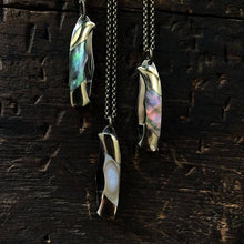 Load image into Gallery viewer, Mini Pocket knife necklaces in a variety of  colors with mother of pearl inlay
