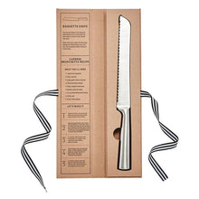 Load image into Gallery viewer, stainless steel Baguette Knife in an open knife box on a white background
