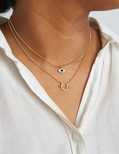 Load image into Gallery viewer, 14K gold filled pave evil eye necklace
