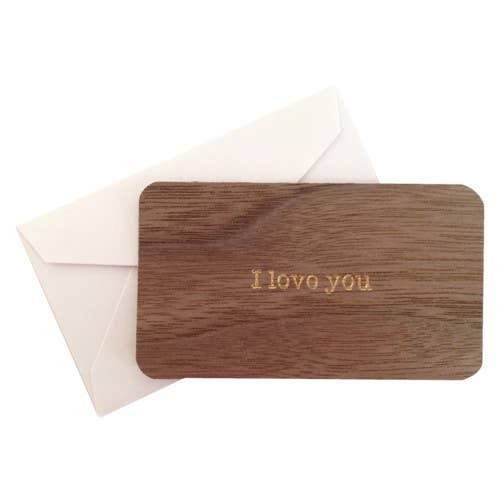 Spitfire Girl - Mini Wood Greeting Card -I Love You