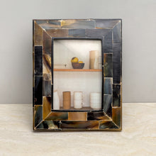 Load image into Gallery viewer, Decorative mirror with a mosaic frame on a wooden surface.

