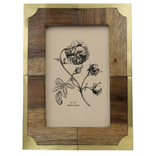 Load image into Gallery viewer, Teak &amp; Brass Picture Frame 4 x 6

