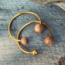 Load image into Gallery viewer, Wood brass bangle cuff bracelet

