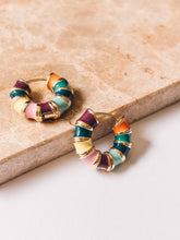 Load image into Gallery viewer, Multi Colored Enamel Hoops
