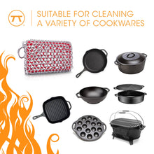 Load image into Gallery viewer, Cleaning products suitable for various cookware items with a flame design on a white background.
