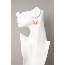 Load image into Gallery viewer, Pink and Orange Glass Hoop Earrings
