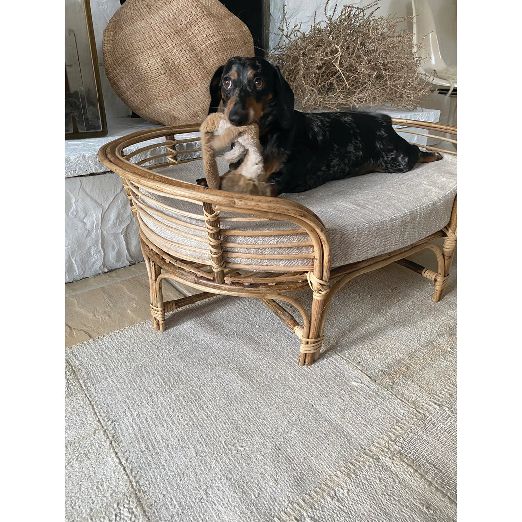 Rattan Dog Bed with Cotton Cushion