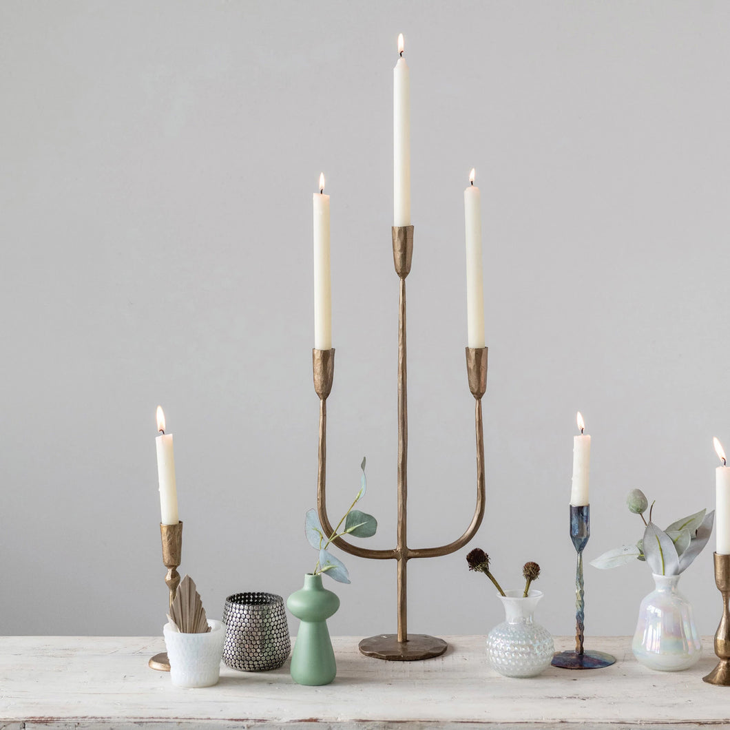 Hand Forged Metal Candelabra with Antique Finish