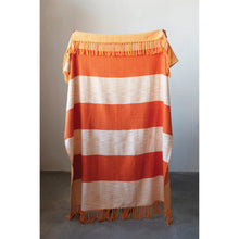 Load image into Gallery viewer, Striped Cotton Throw, Tangerine
