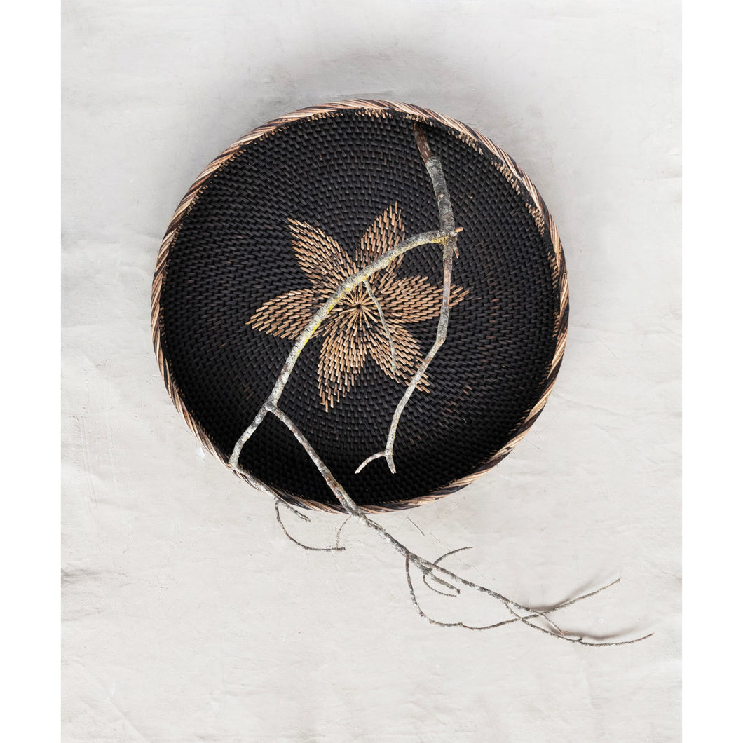 Hand-Woven Tray with Flower