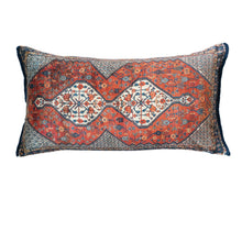 Load image into Gallery viewer, 24&quot;L x 14&quot;H Cotton Blend Velvet Printed Lumbar Pillow w/ Fringe
