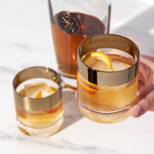 Load image into Gallery viewer, Irving Bronze-Rimmed Crystal Tumblers Set of 2
