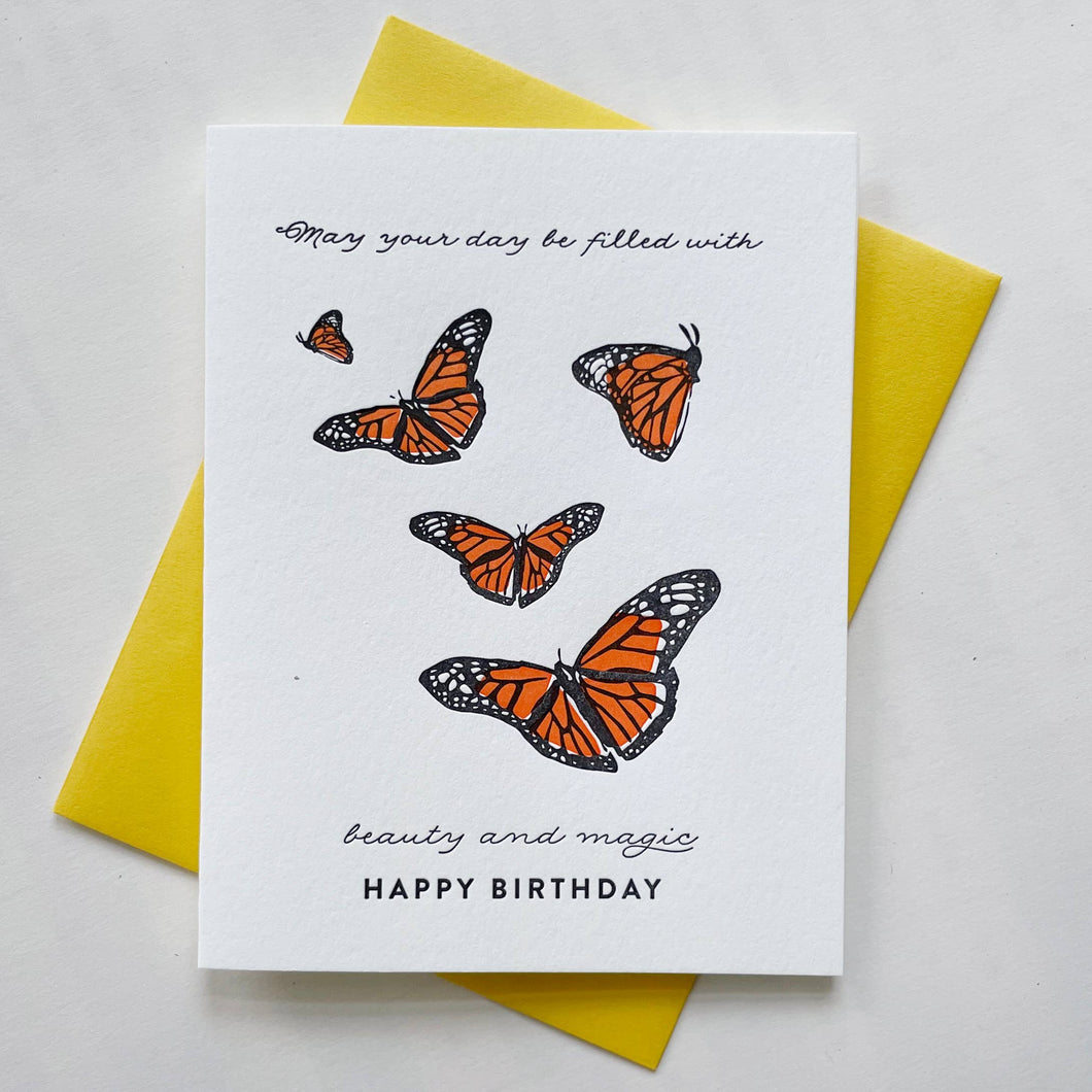 Magic Butterfly letterpress birthday card 