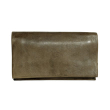 Load image into Gallery viewer, Olive green leather wallet on a white background
