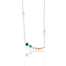 Load image into Gallery viewer, Necklace with colorful gemstones on a black background
