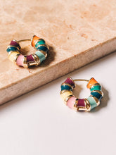 Load image into Gallery viewer, Multi Colored Enamel Hoops
