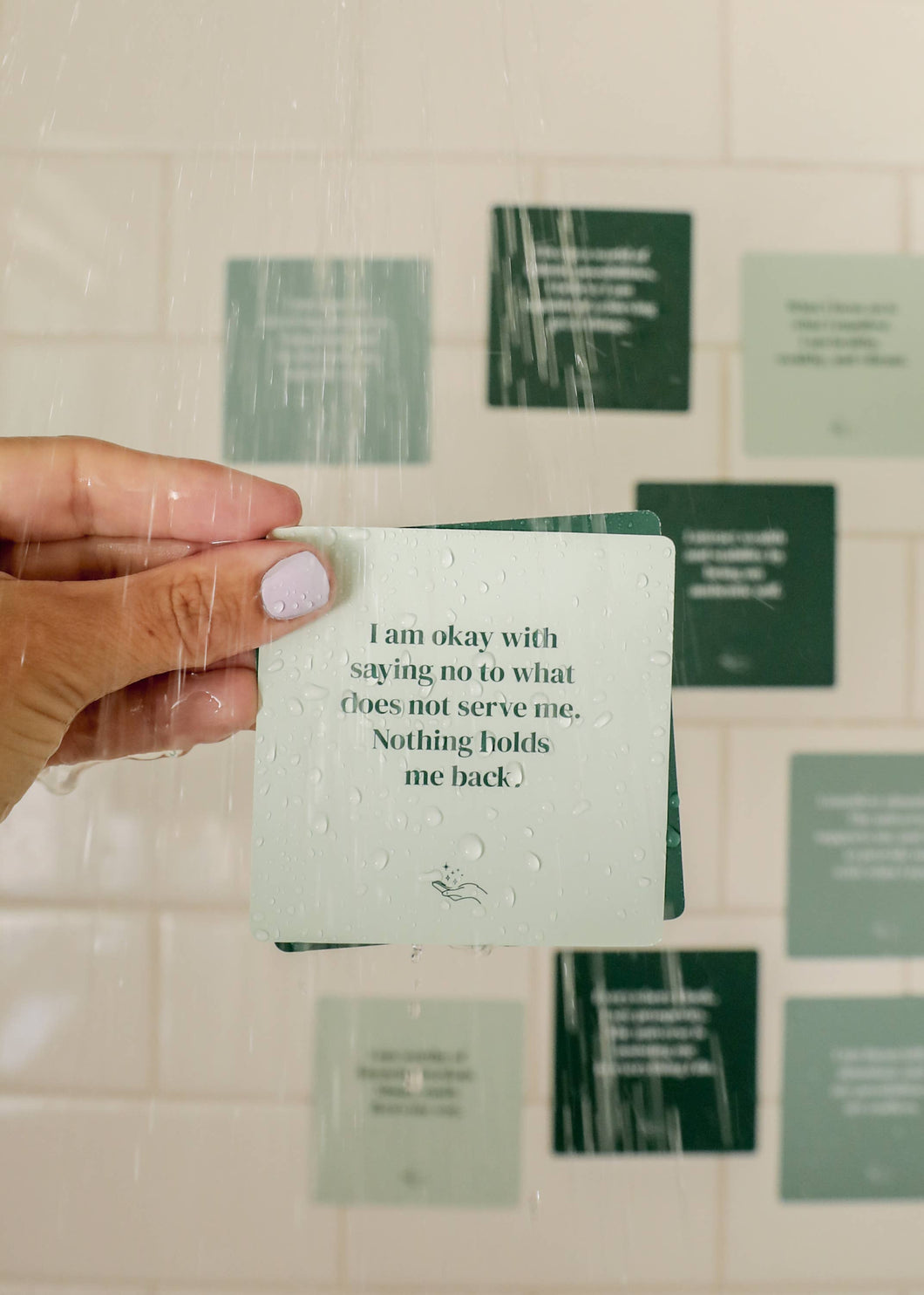 Shower affirmation cards with affirmations for the bath and shower focused on abundance