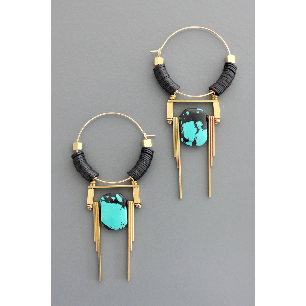 art deco turquoise and old with black earrings