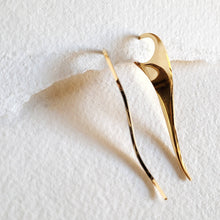 Load image into Gallery viewer, Bisjoux - 18k gold plated hoop drop Earrings modern high quality  earrings on a textured white background
