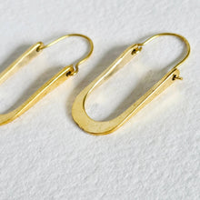 Load image into Gallery viewer, Brass hoop unique handmade oval earrings
