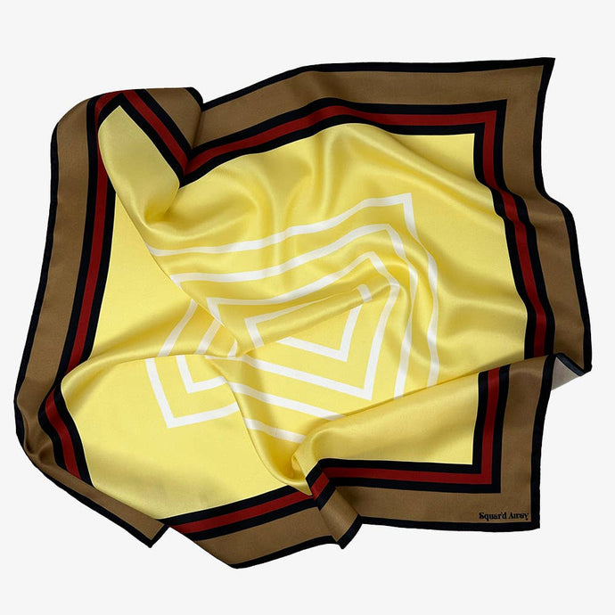Squar'd Away 100% silk scarf The Blair in Buttercup measuring 25 inches by 25 inches