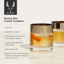 Load image into Gallery viewer, Irving Bronze-Rimmed Crystal Tumblers Set of 2
