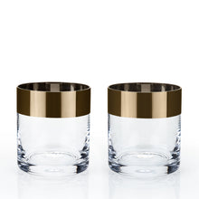 Load image into Gallery viewer, Irving Bronze-Rimmed Crystal Tumblers Set of 2

