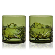 Load image into Gallery viewer, Admiral Crystal Rocks Glasses in Green Set of 2
