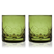 Load image into Gallery viewer, Admiral Crystal Rocks Glasses in Green Set of 2
