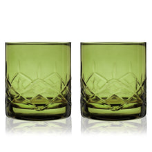 Load image into Gallery viewer, Admiral Crystal Rocks Glasses in Green Set of 2
