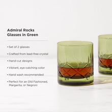 Load image into Gallery viewer, Admiral Crystal Rocks Glasses in Green Set of 2
